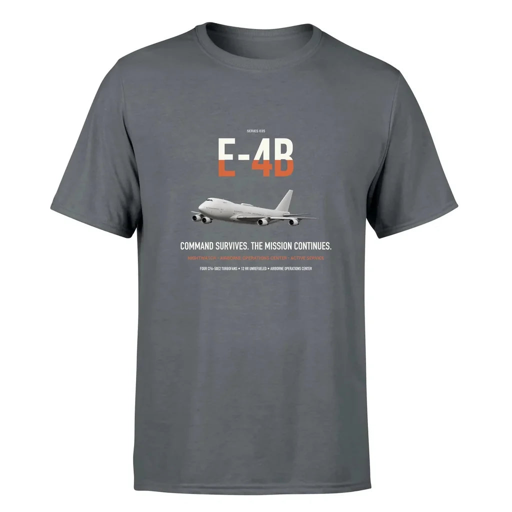 E-4B Nightwatch design on gray double-side t-shirt, single-side print