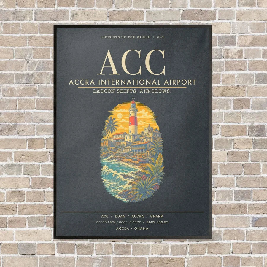 Accra International Airport ACC - Canvas Framed - Gray