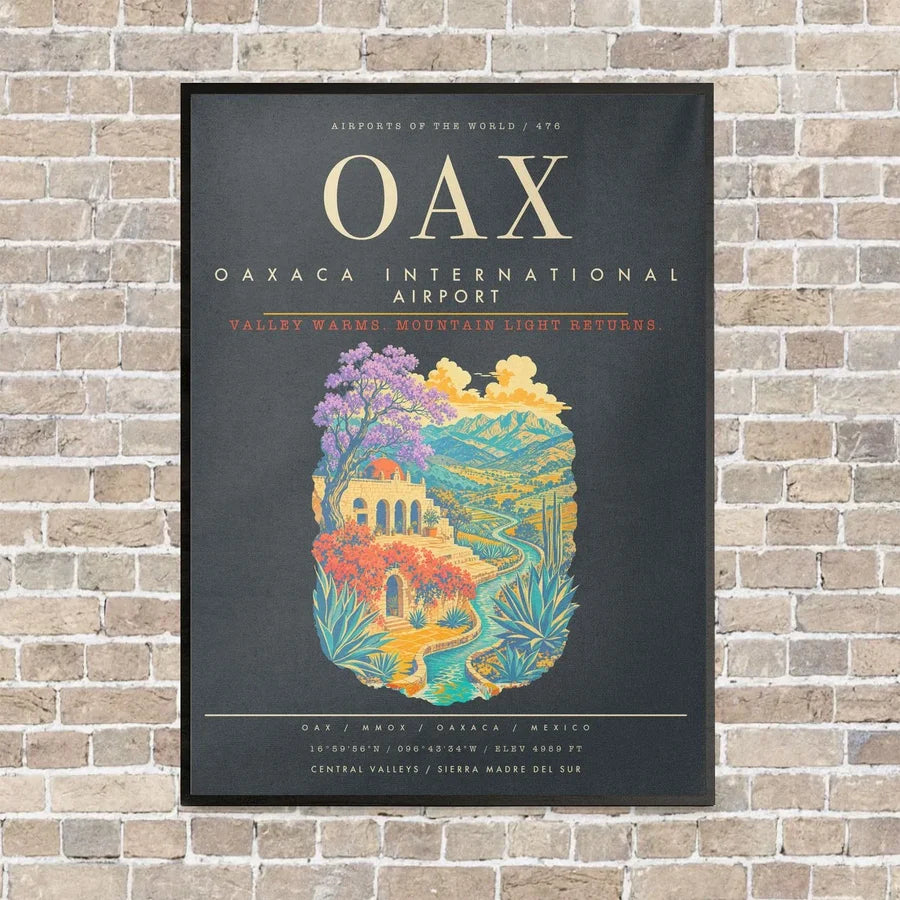 Oaxaca International Airport OAX - Canvas Framed - Gray