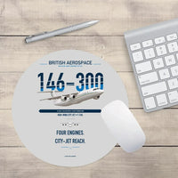 Thumbnail for BAe 146-300 design on light gray round mouse pad