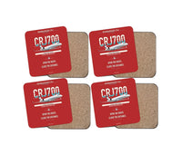 Thumbnail for Bombardier CRJ700 design on red 4 pieces set coaster