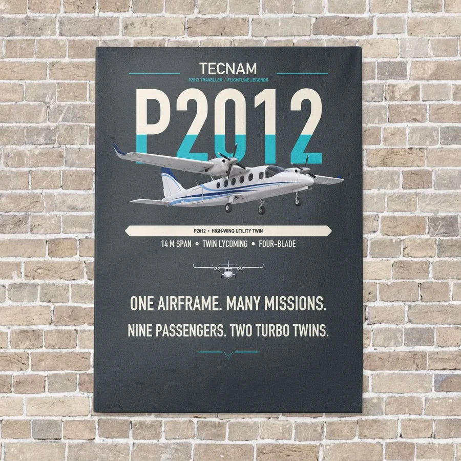 Tecnam P2012 Traveller vertical canvas print - no frame - gray background