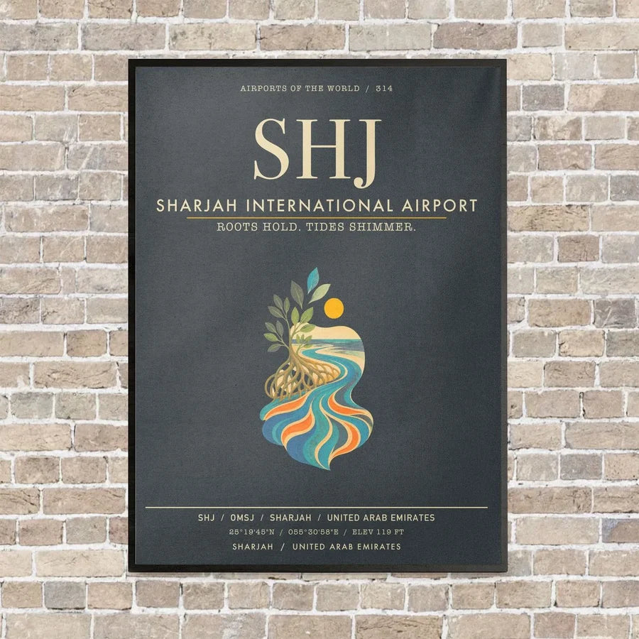 Sharjah International Airport SHJ - Canvas Framed - Gray