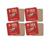 Thumbnail for P-36A Hawk design on red 4 pieces set coaster