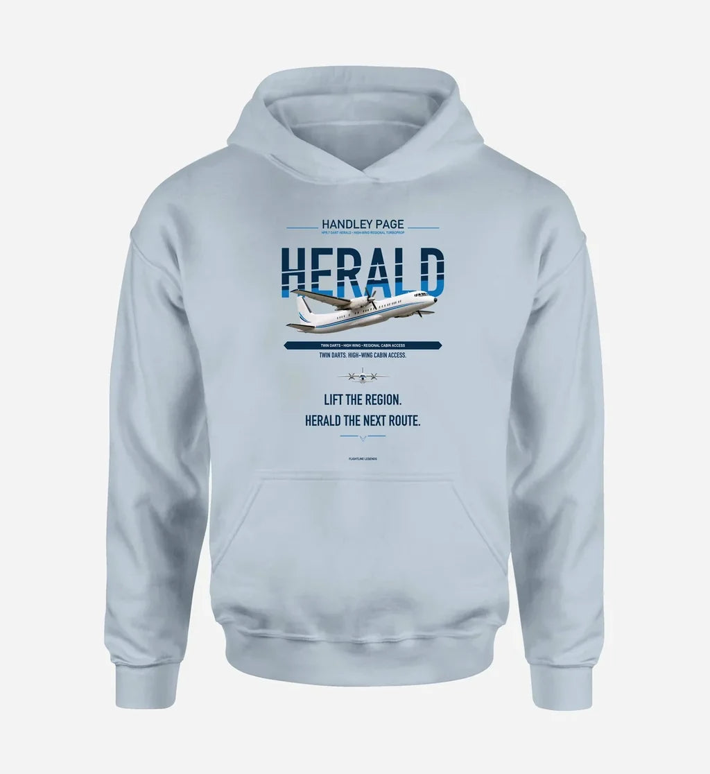 Handley Page HPR.7 Dart Herald design on light blue hoodie single side