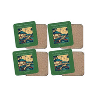 Thumbnail for The Midway Refuel Island - Designed Coasters design on green 4-pieces-set