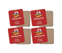 Thumbnail for Piper J-3 Cub design on red 4 pieces set coaster