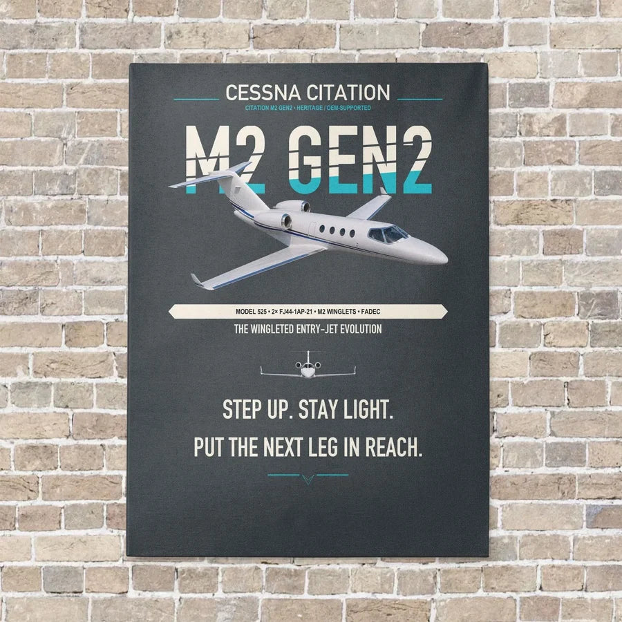Cessna Citation M2 Gen2 vertical canvas print - no frame - gray background