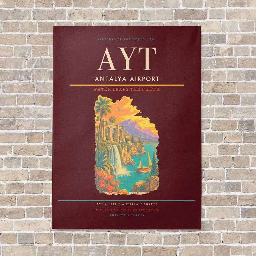 Antalya Airport AYT - Canvas No Frame - Dark Red