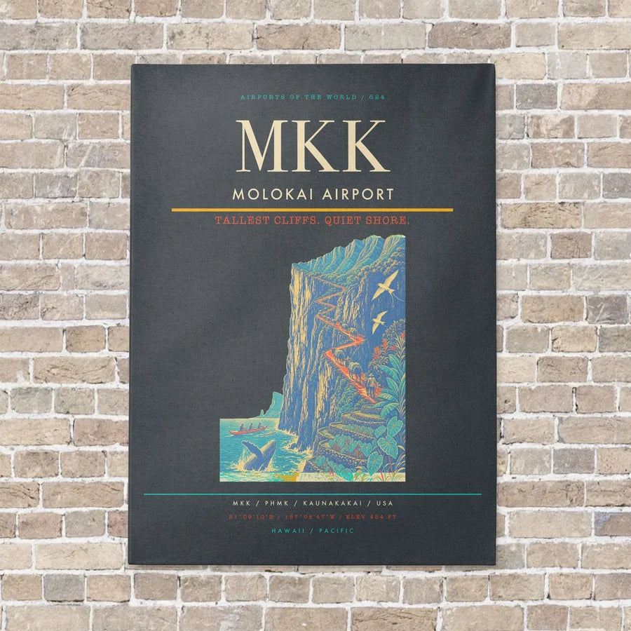 Molokai Airport MKK vertical canvas print - no frame - gray background