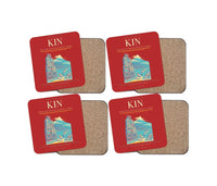 Thumbnail for Norman Manley International Airport (KIN) design on red 4 pieces set coaster