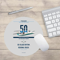 Thumbnail for Fokker 50 design on light gray round mouse pad