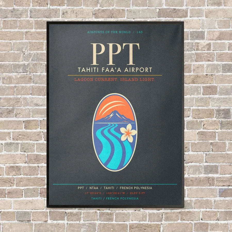 Tahiti Faa'a Airport PPT - Canvas Framed - Gray