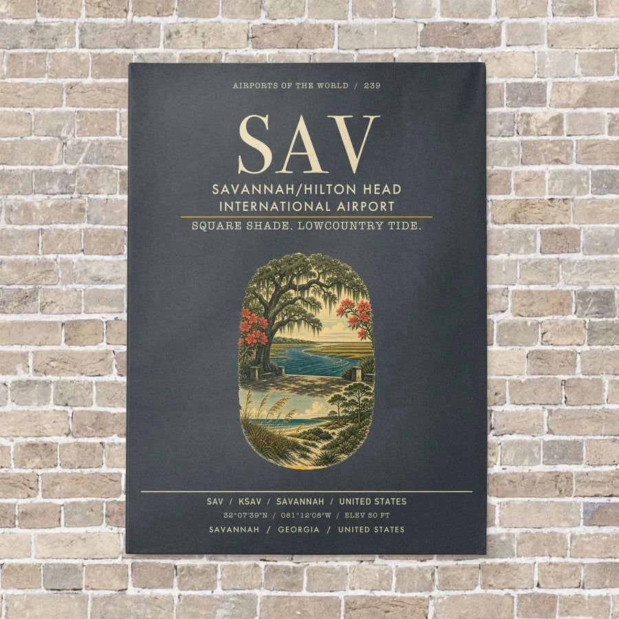 Savannah-Hilton Head International Airport SAV vertical canvas print - no frame - gray background