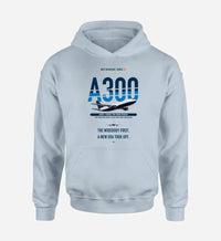 Thumbnail for Airbus A300B2 design on light blue hoodie single side
