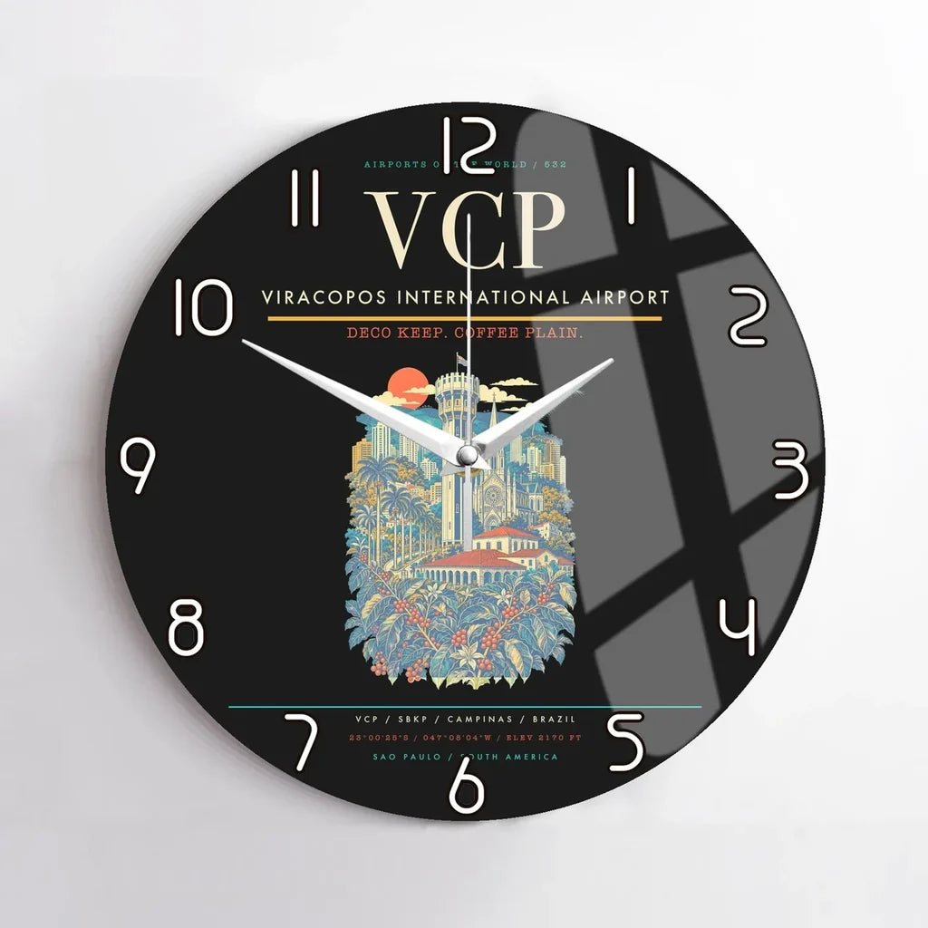 Viracopos International Airport VCP Wall-Clock No-Frame - Black
