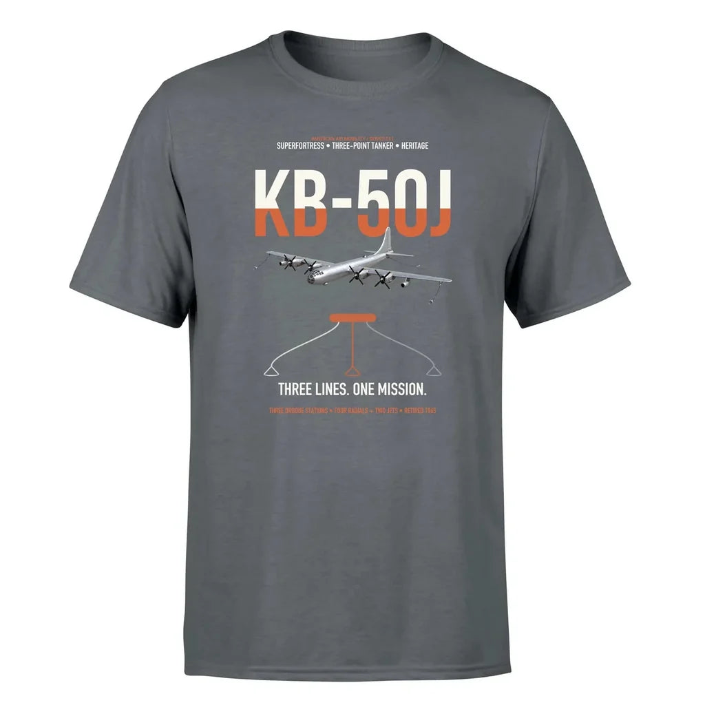 KB-50J Superfortress design on gray double-side t-shirt, single-side print