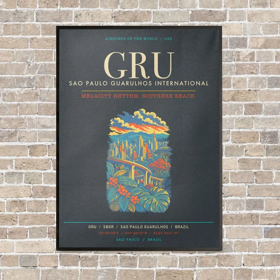 Sao Paulo Guarulhos International Airport GRU - Canvas Framed - Gray