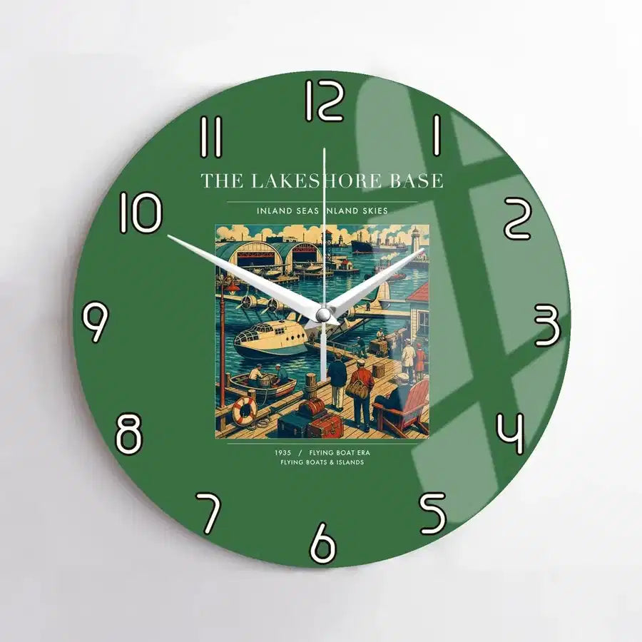 VINTAGE G4071 - The Lakeshore Base - Designed Wall Clocks design on green no-frame