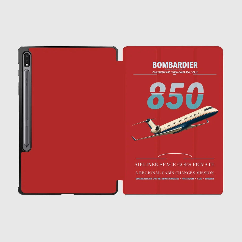 Bombardier Challenger 850 design on red samsung tablet tablet case