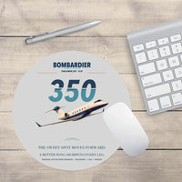 Thumbnail for Bombardier Challenger 350 design on light gray round mouse pad