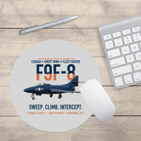 Thumbnail for F9F-8 Cougar Swept Wing Carrier Fighter design on light gray round mouse pad