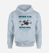 Thumbnail for Skydio X10 design on light blue hoodie single side