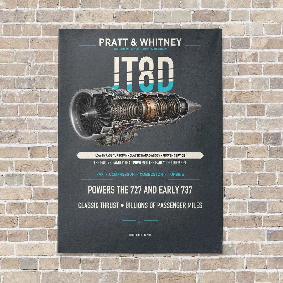 JT8D vertical canvas print - no frame - gray background