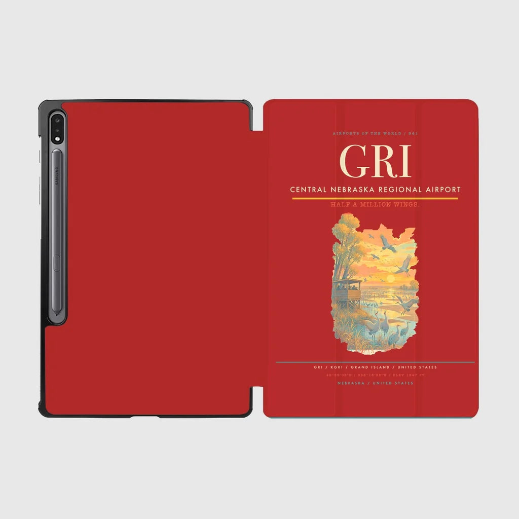 Central Nebraska Regional Airport (GRI) design on red samsung tablet tablet case