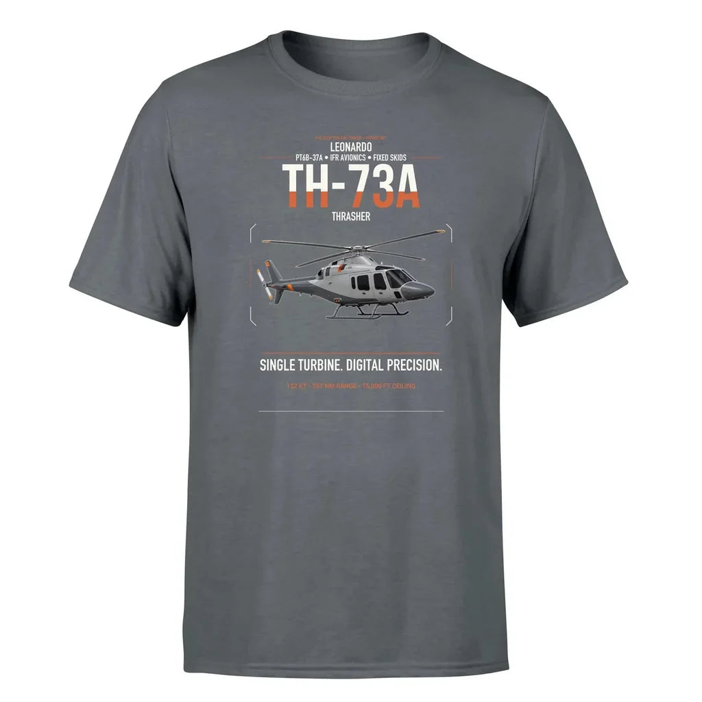 Leonardo TH-73A Thrasher design on gray t-shirt, single-side print