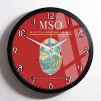 Thumbnail for Missoula Montana Airport (MSO) design on red framed wall clock