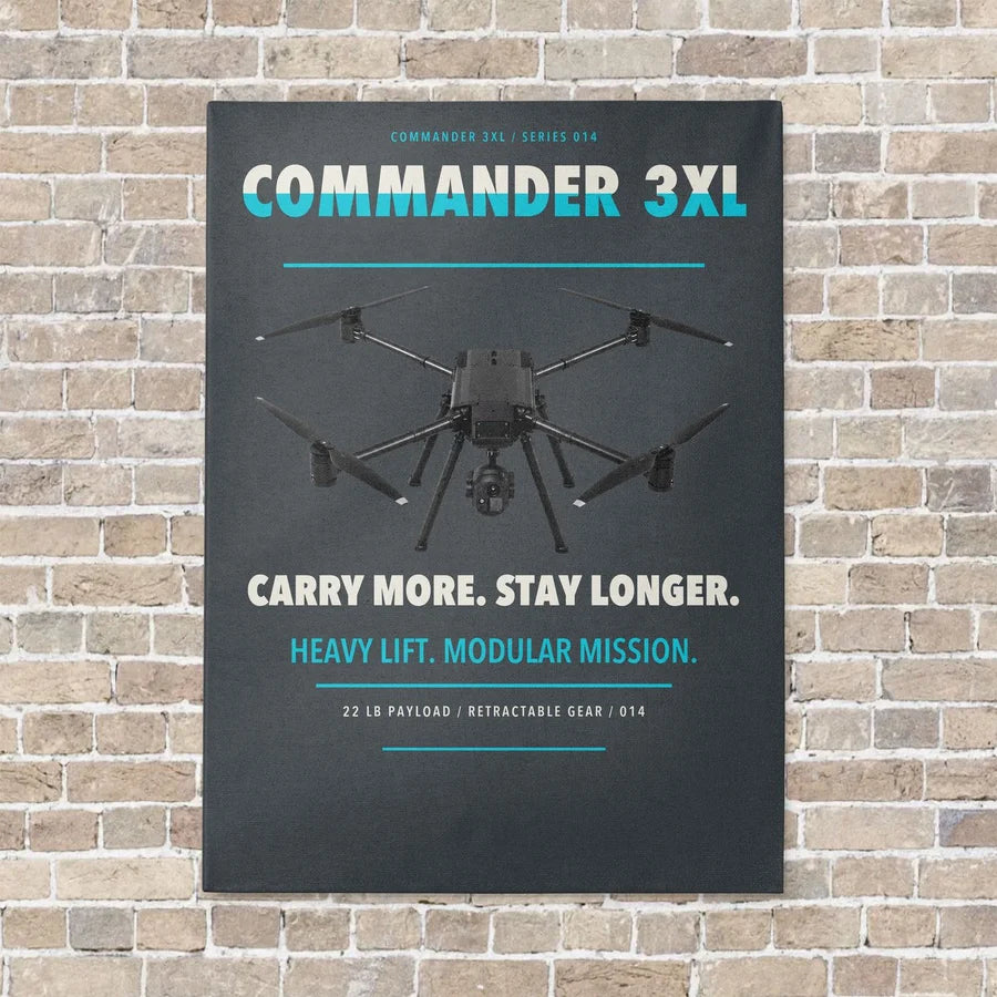 Draganfly Commander 3XL vertical canvas print - no frame - gray background
