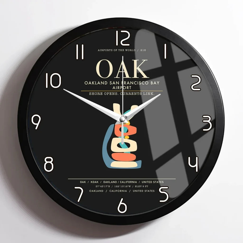 Oakland San Francisco Bay Airport OAK Wall-Clock Framed - Black