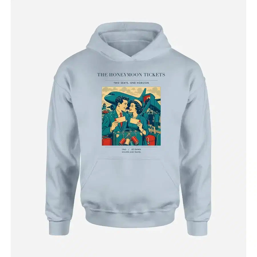 VINTAGE G4227 - The Honeymoon Tickets - Premium Hoodie design on lightblue premium