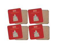 Thumbnail for Biju Patnaik International Airport (BBI) design on red 4 pieces set coaster