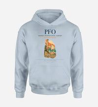 Thumbnail for Paphos International Airport (PFO) design on light blue hoodie single-side print