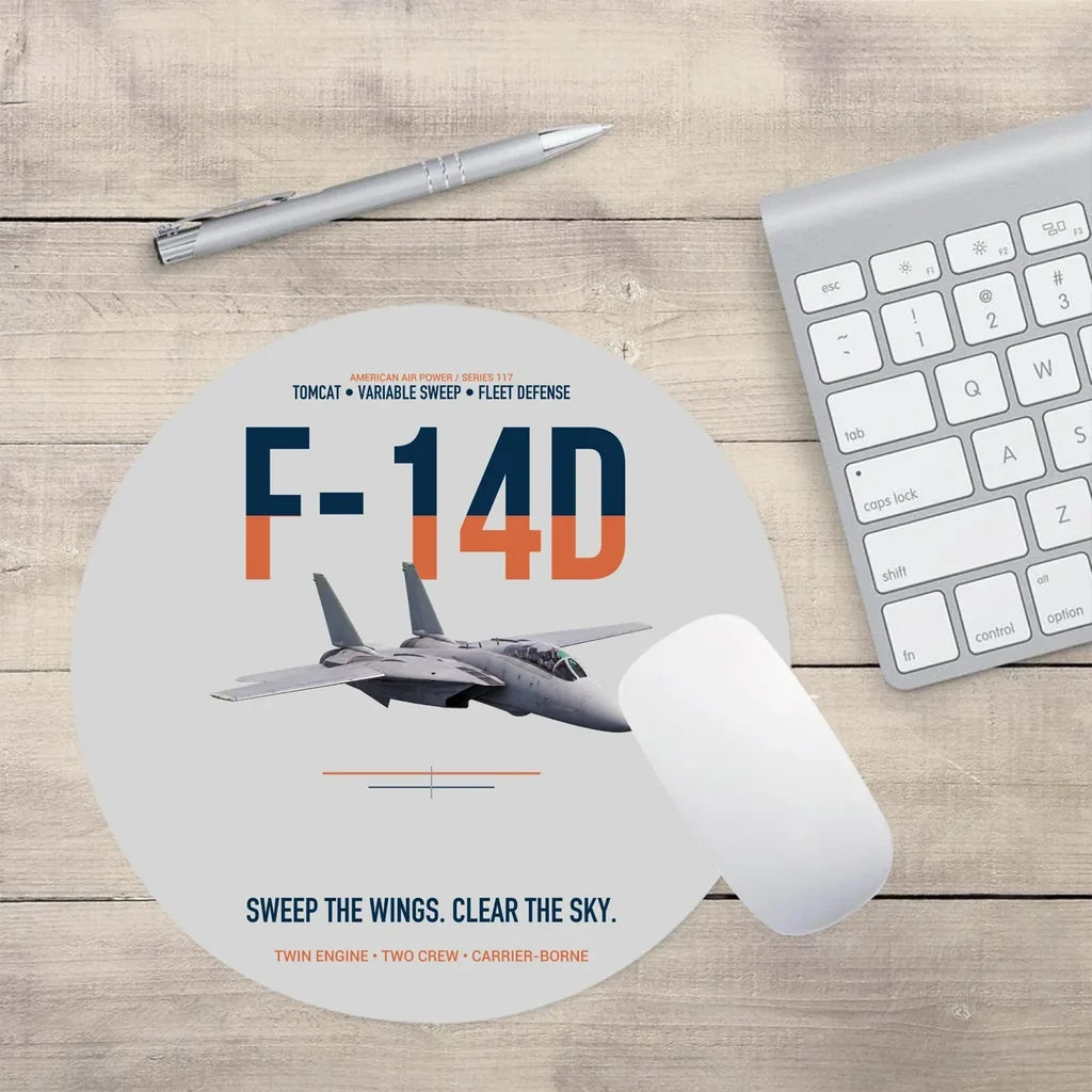 F-14D Tomcat Sweep The Wings Clear The Sky design on light gray round mouse pad