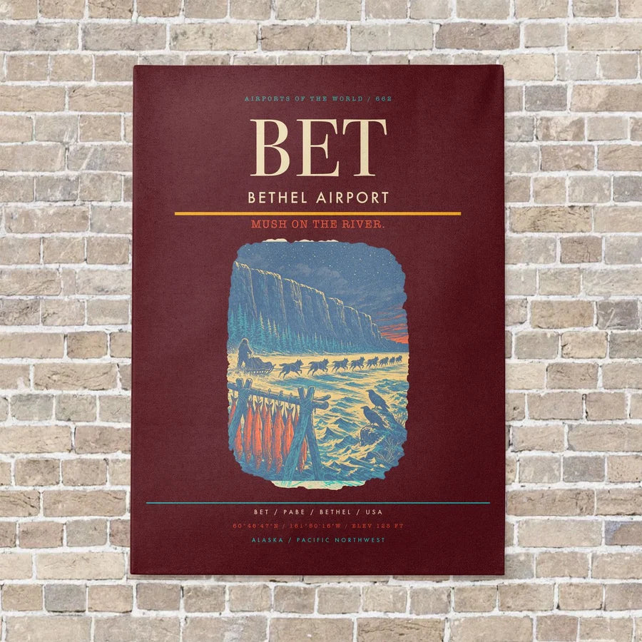 Bethel Airport BET - Canvas No Frame - Dark Red
