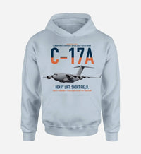 Thumbnail for C-17A Globemaster III design on light blue double-side hoodie, single-side print