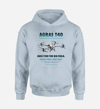 Thumbnail for DJI Agras T40 design on light blue hoodie single side