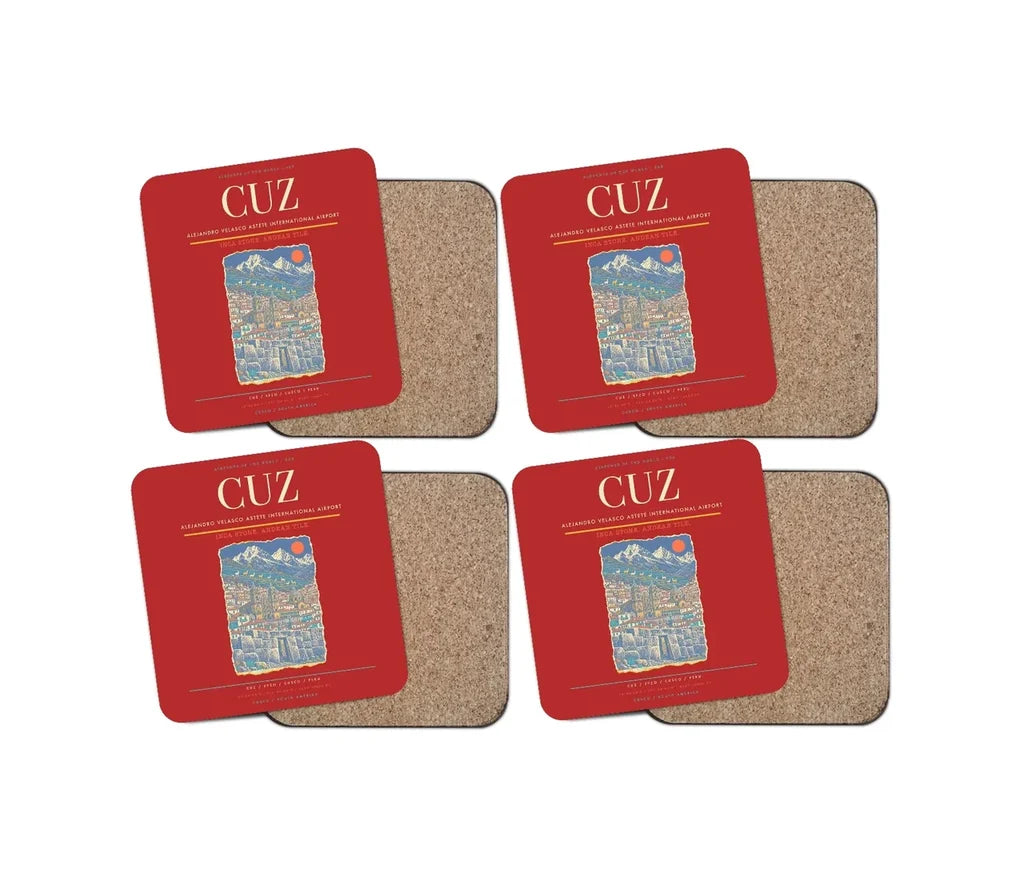 Alejandro Velasco Astete International Airport CUZ Coaster 4-Pieces-Set - Red