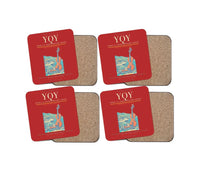 Thumbnail for Sydney–J.A. Douglas McCurdy Airport (YQY) design on red 4 pieces set coaster