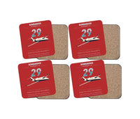 Thumbnail for Bombardier Learjet 29 design on red 4 pieces set coaster