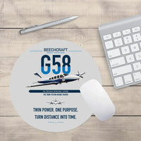 Thumbnail for Beechcraft Baron G58 design on light gray round mouse pad