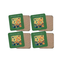 Thumbnail for The Flying Circus - Designed Coasters design on green 4-pieces-set
