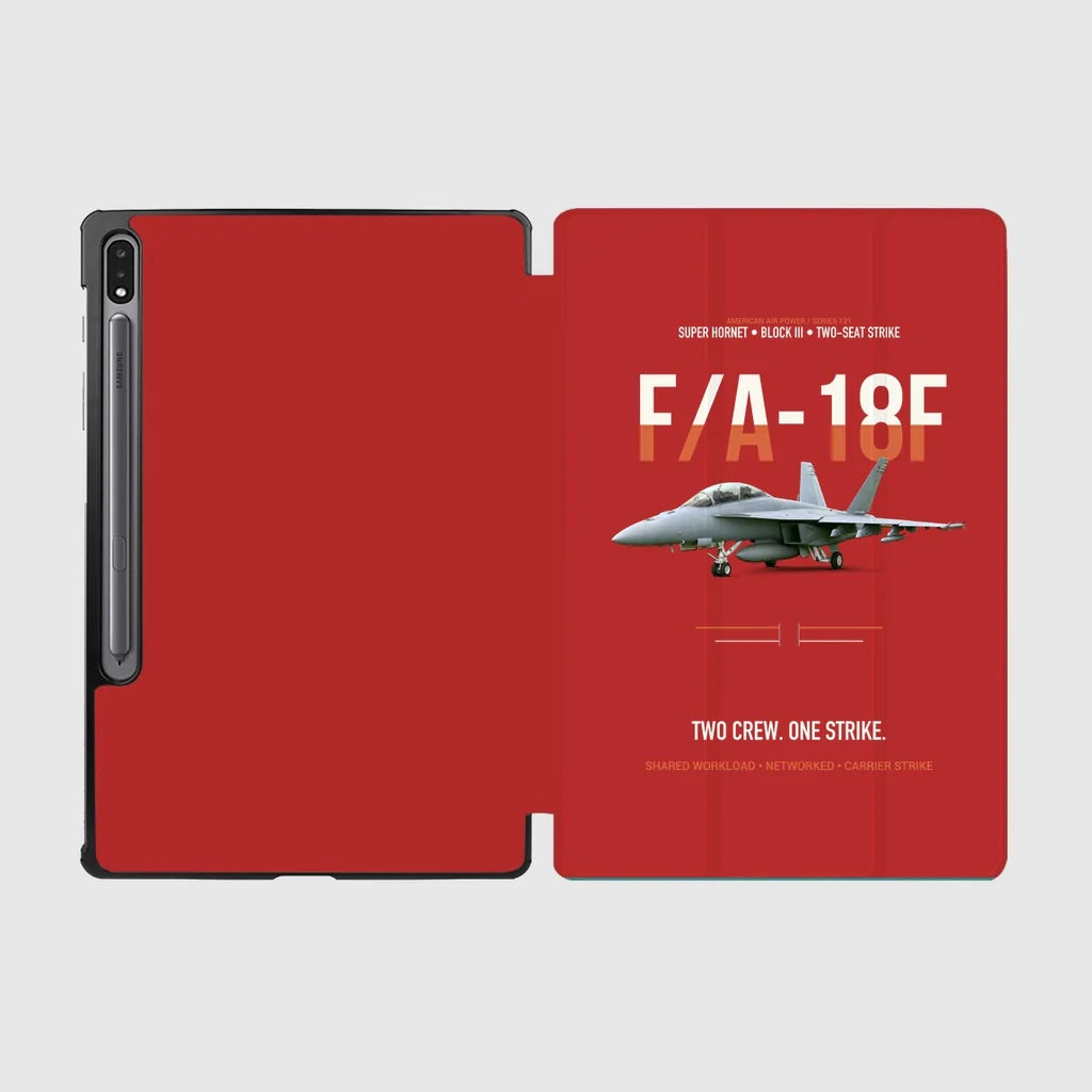 F-A-18F Super Hornet Block III Two Crew One Strike design on red samsung tablet tablet case