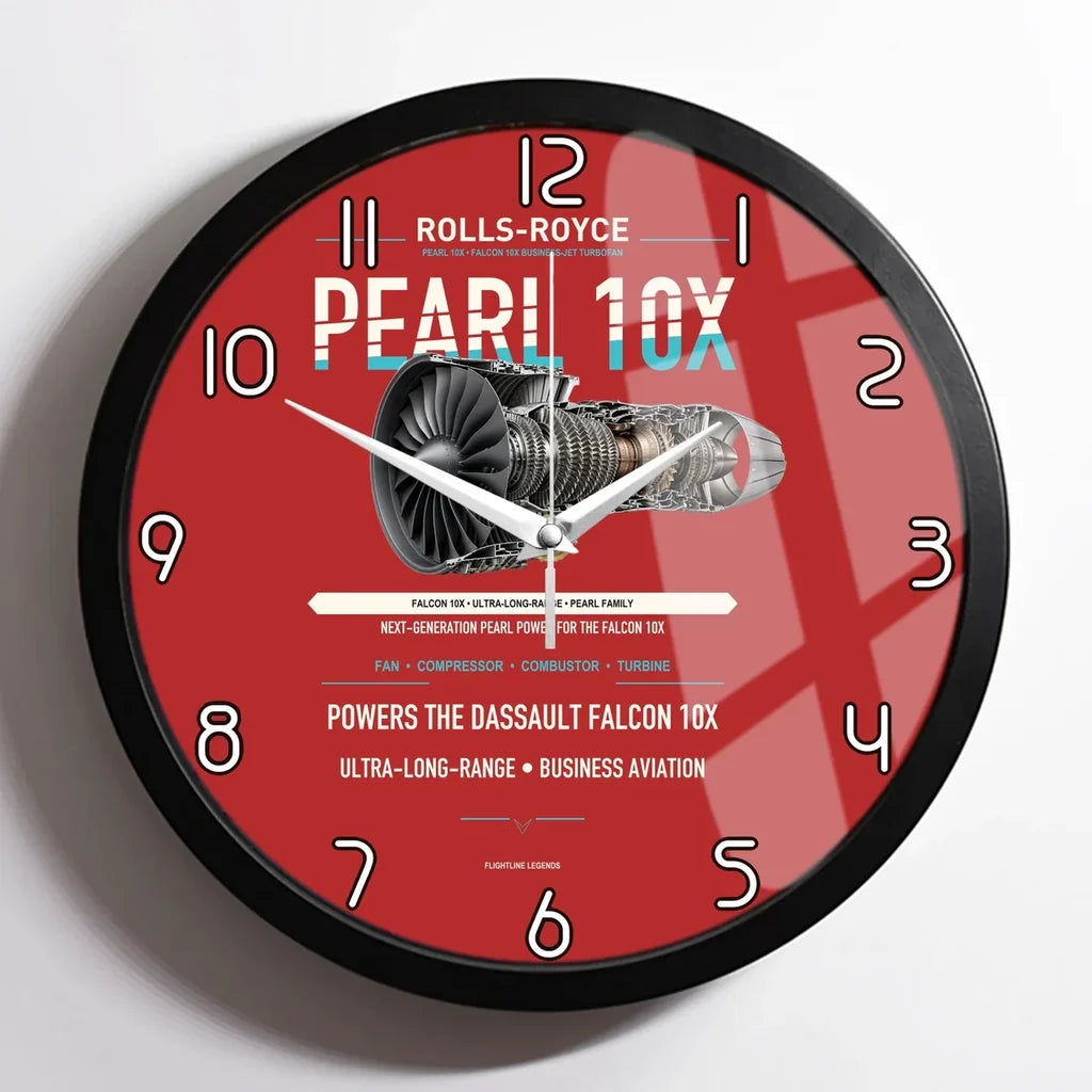 PEARL 10X design on red framed wall clock