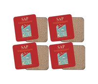 Thumbnail for Ramón Villeda Morales International Airport (SAP) design on red 4 pieces set coaster