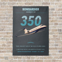 Thumbnail for Bombardier Challenger 350 vertical canvas print - no frame - gray background