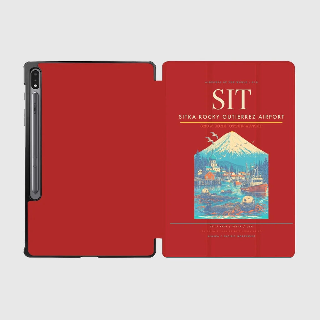 Sitka Rocky Gutierrez Airport (SIT) design on red samsung tablet tablet case